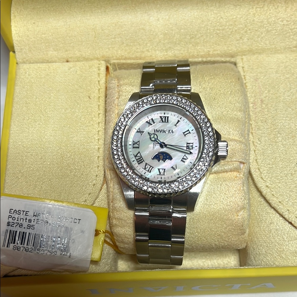 Invicta Silver Watch with Crystal Accents